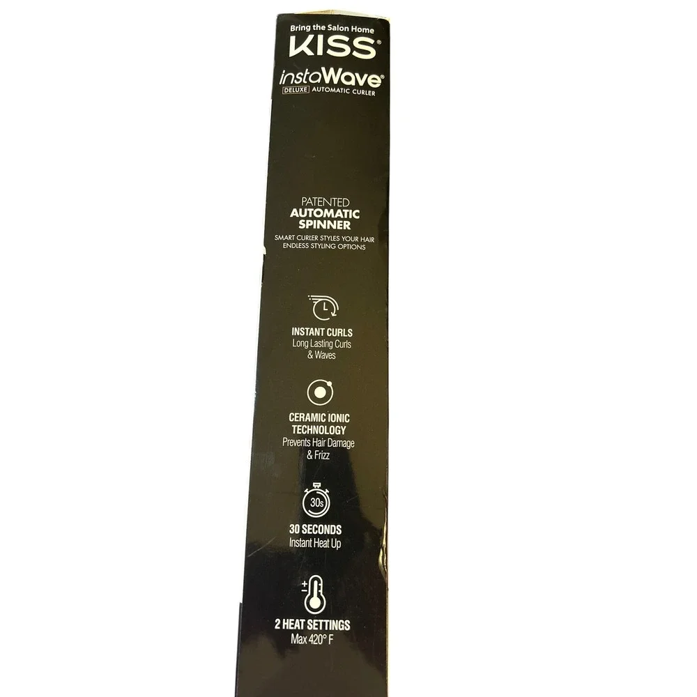 KISS InstaWave Deluxe Automatic Curler Ceramic Ionic Rotating Hair‎ Wand White